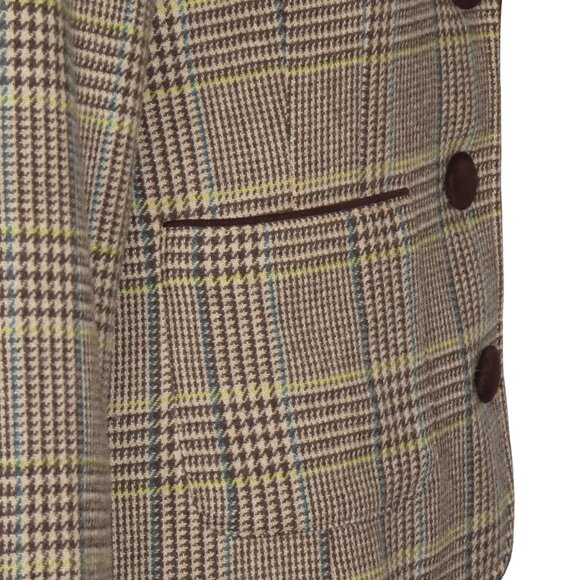 Vintage Joe Fresh Multi Brown Plaid Wool Blazer Size M - Picture 6 of 13